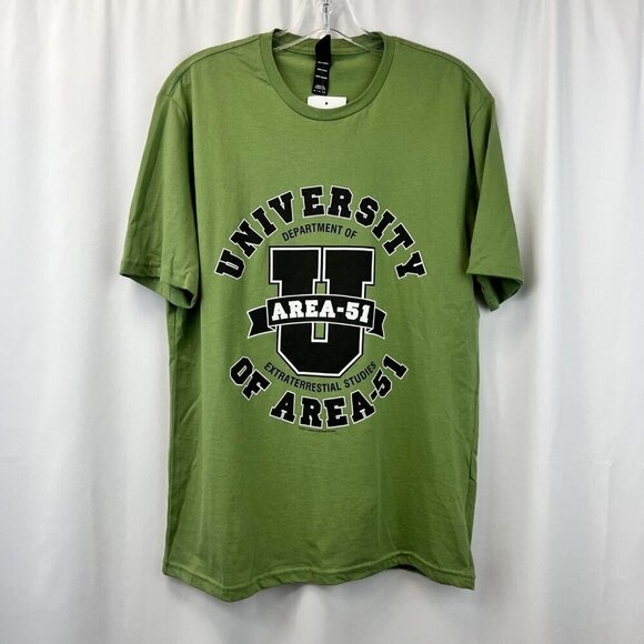 District Men’s Crew Neck Short Sleeve Area 51 T-Shirt Green/Multi M New - Picture 2 of 9